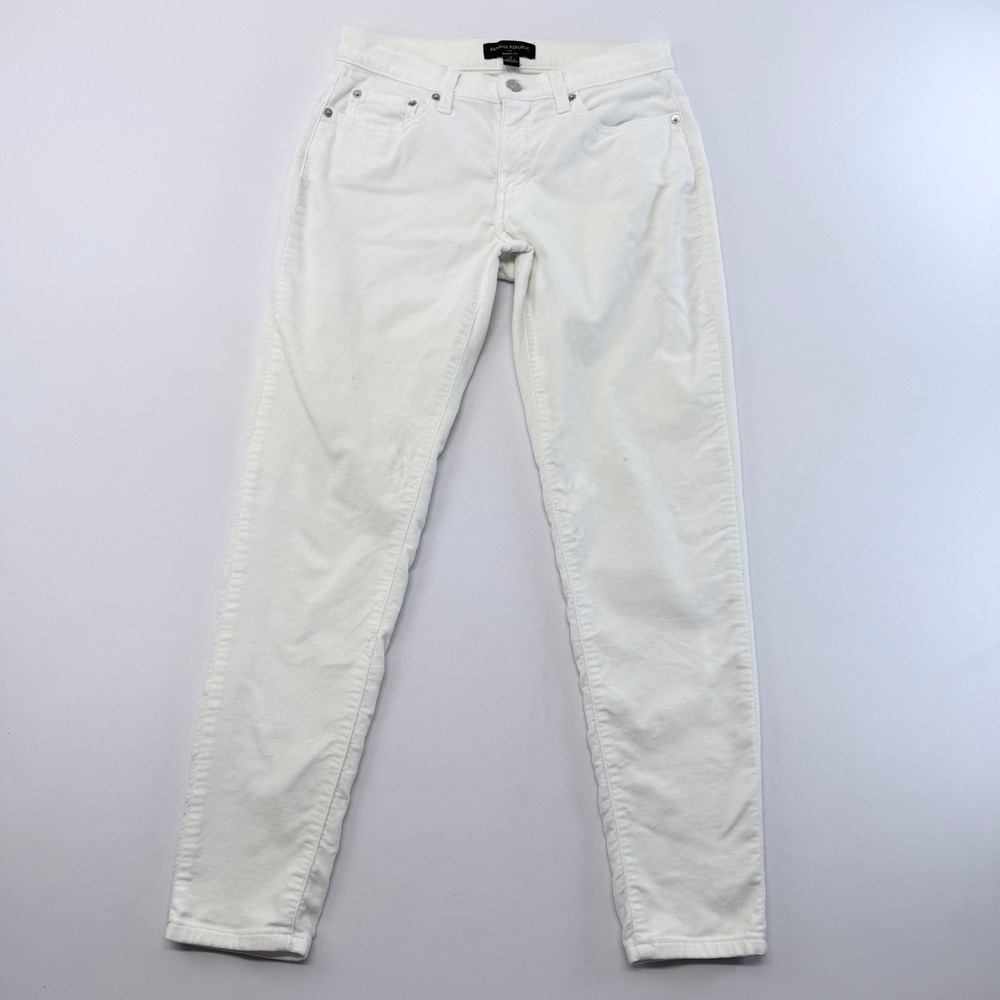 Banana Republic Womens White Skinny Fit Corduroy Pants Size 4 Mid Rise Stretch